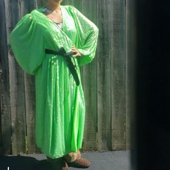 ASOS Edition Curve Sequin wrap midi dress solid lime green 14 NWT - Picture 3 of 9